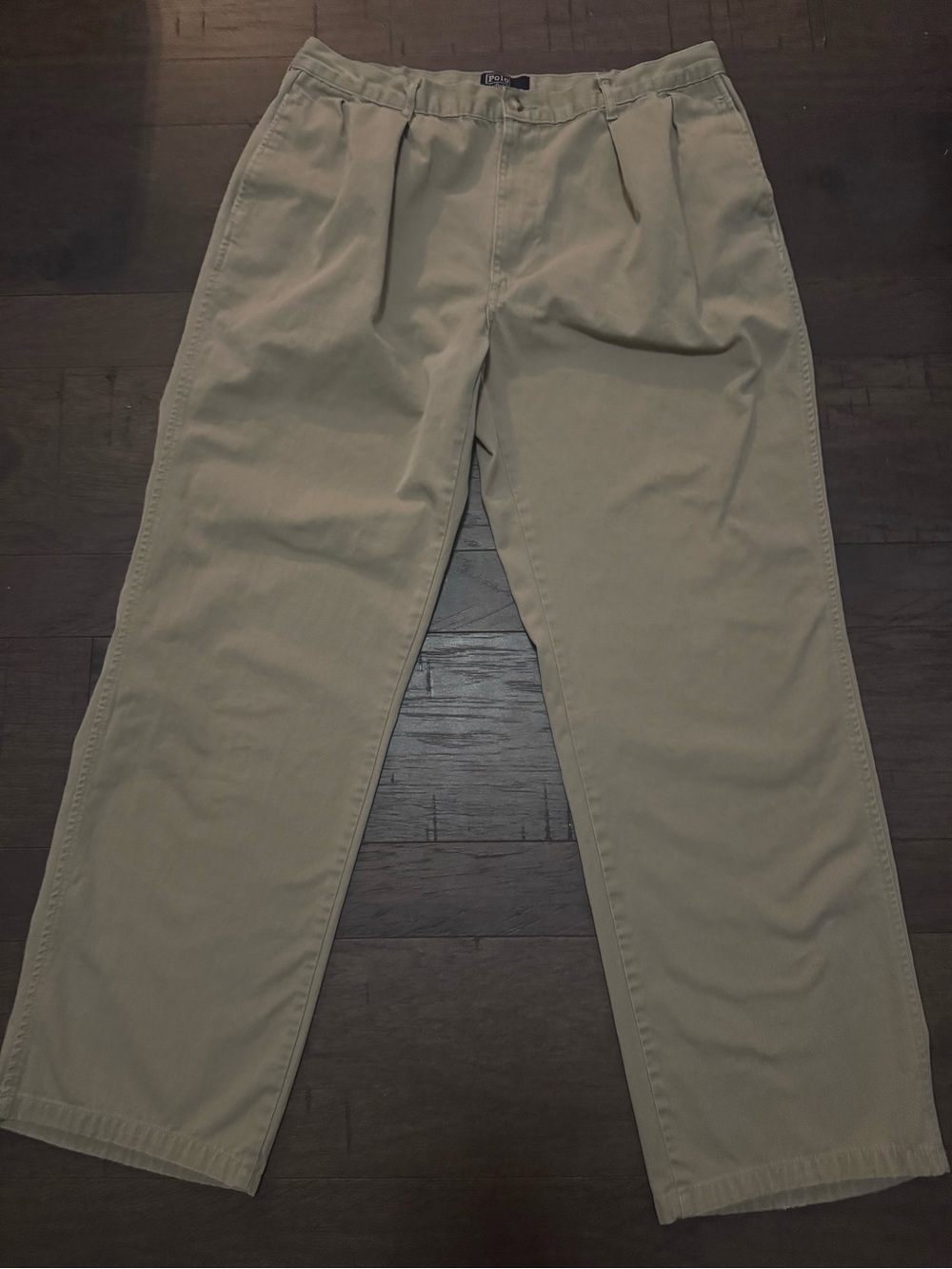 Vintage Ralph Lauren Men's Light Khaki Pleated Chino Pants 38/36 Made in USA